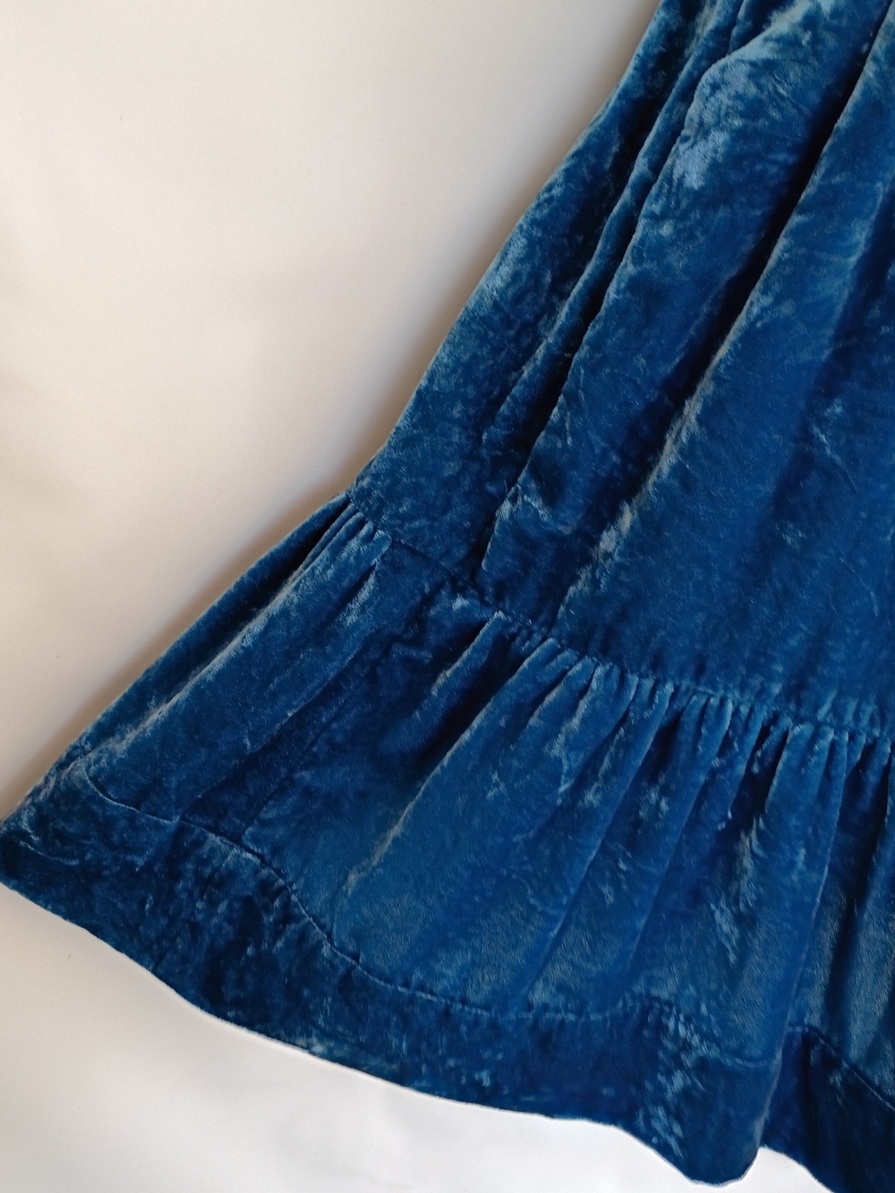Anthropologie Somerset Mini Dress Tiered Blue Velvet V-Neck Fairy Grunge Small - Picture 2 of 15